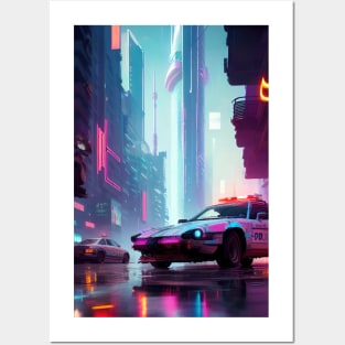 Abstract Cyberpunk City Posters and Art